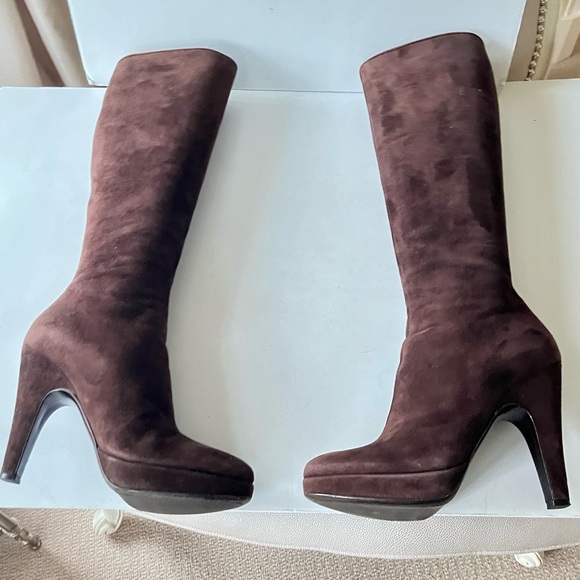 Prada brown suede platform boots - Picture 7 of 15